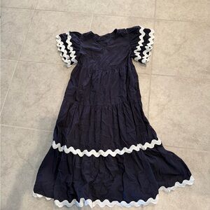 Elegant Navy and White Casual Dress